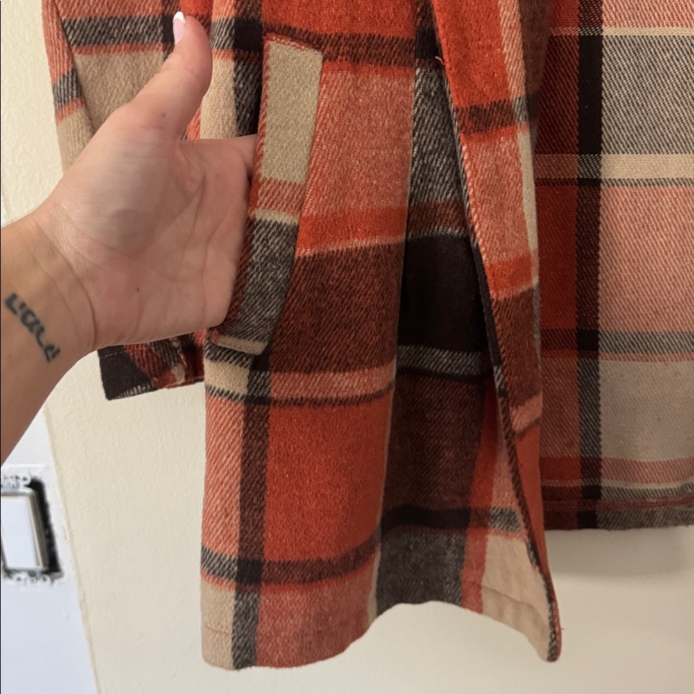 Plaid Open Front Jacket - Picture 3 of 5